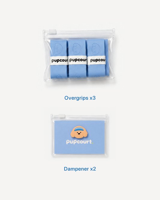 Court Basics, Golden — two dampeners and three overgrips